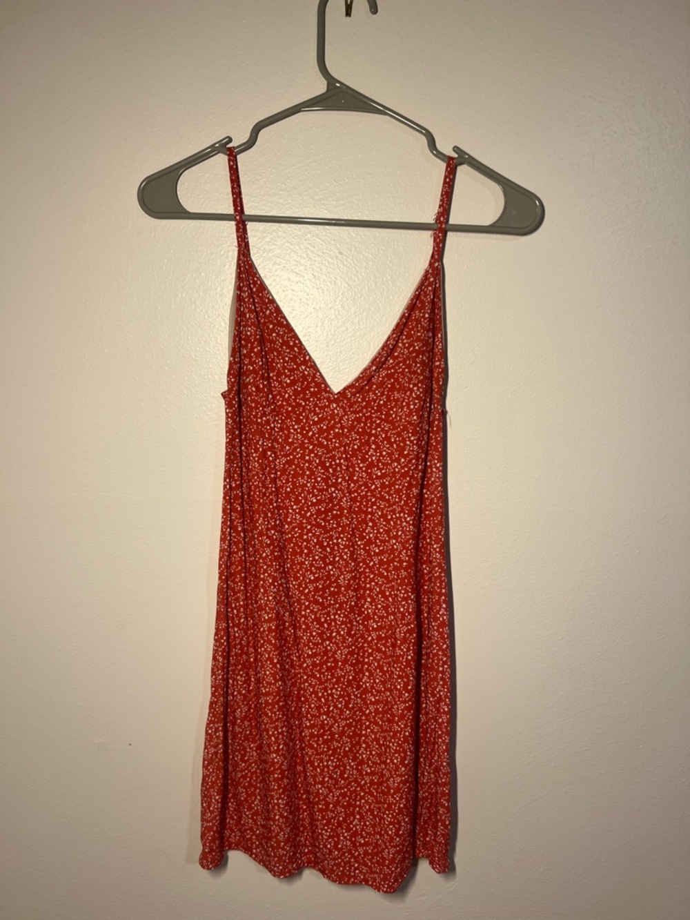 Spaghetti Strap Red Floral Slip Dress